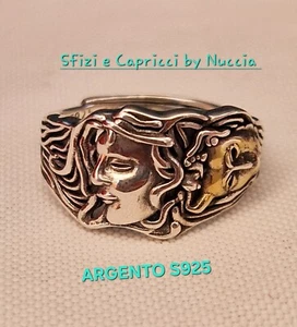 Anello In ARGENTO S925 Maschera Apotropaica Misura Regolabile  - Foto 1 di 5