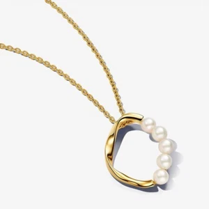 *BRAND NEW* Pandora Treated Freshwater Cultured White Pearls Necklace 363254C01 - Picture 1 of 3