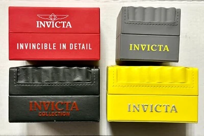 LOT OF INVICTA WATCH BOXES 4 COMPLETE BOXES, YELLOW, RED, BLACK AND GRAY - Image 1 of 4