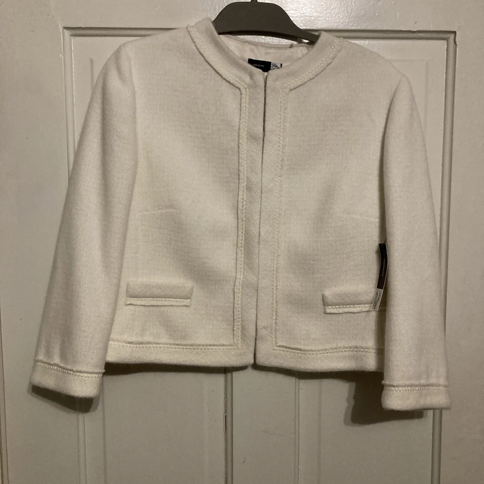Saks Fifth Avenue Girls Bourne Jacket 14 Angora Wool Off-white New $568 - Image 1 of 4