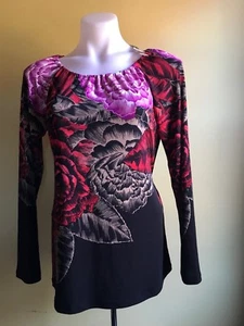 - Tahari Women Maya Blouse Red / Black Multi Size S - Picture 1 of 5