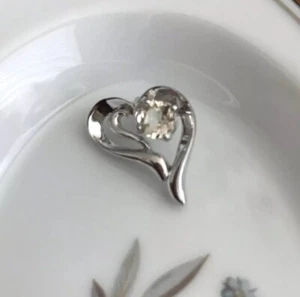 NWOT Golden Aquamarine Heart Pendant In Sterling Silver - Foto 1 di 5