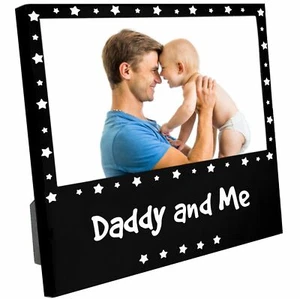 New Daddy and Me Photo Picture Frame Gloss Black Dad Baby Son Daughter Father - Picture 1 of 3