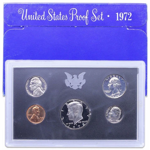 1972 S Proof Set Original Box US Mint 5 Coins Cover