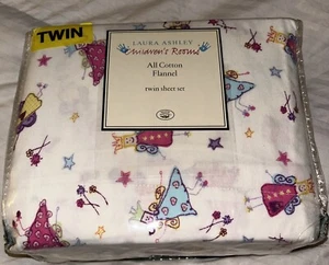 New Laura Ashley Fun Fairies Flannel Cotton Twin Sheet Set - Picture 1 of 4