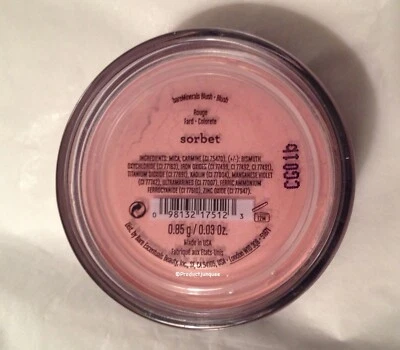 HTF bareMinerals All-Over Face Color Blush ~ Sorbet ~ Full Size NWOB - Image 1 of 3
