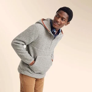 MADEWELL Polartec Thermal Pro Pullover Fleece Hoodie Sherpa Half Zip Cozy Gray - Picture 1 of 15