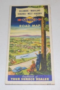 Hoja de ruta Sunoco 1951 de Delaware, Maryland, Virginia Occidental - Imagen 1 de 1
