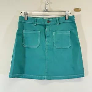 Bonpoint Girl's Denim Mini Skirt Size 10 Green From Pockets - Picture 1 of 6
