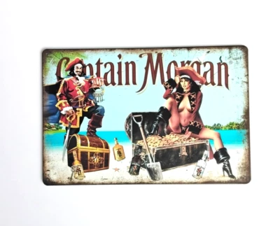 MARKENLOS Blechschild Retro Captain Morgan Kneipe Garage Deko Geschenk Bar 20 x 30 cm Neu