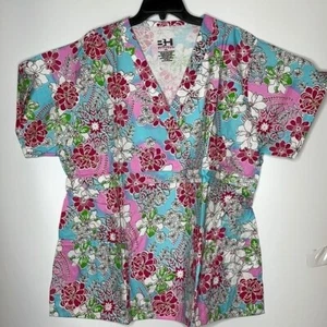 NWT Beverly Hills Uniforms Scrubs 3X PLUS SIZE -Bright Floral - Picture 1 of 7