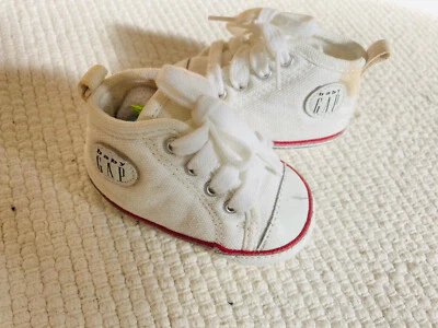 Zapatos altos unisex vintage años 80 Baby Gap de lona blanca talla 1 Foto 1 de 4