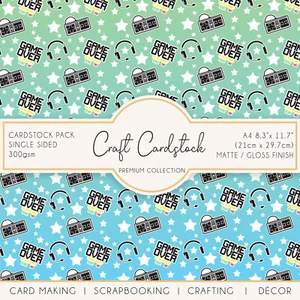 Game Over Gaming Pattern Scrapbooking Card Making Crafting A4 Cardstock 300gsm - Picture 1 of 4