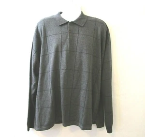 IZOD Herren Pullover XL grau Fensterscheibe Strickpullover Langarm Kragen 100% Baumwolle - Bild 1 von 7