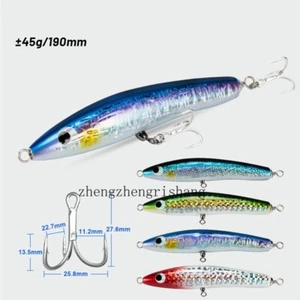 1pc Trolling Wooden GT Popper Trolling Saltwater Big Game Topwater Lure 19cm/45g - Picture 1 of 26