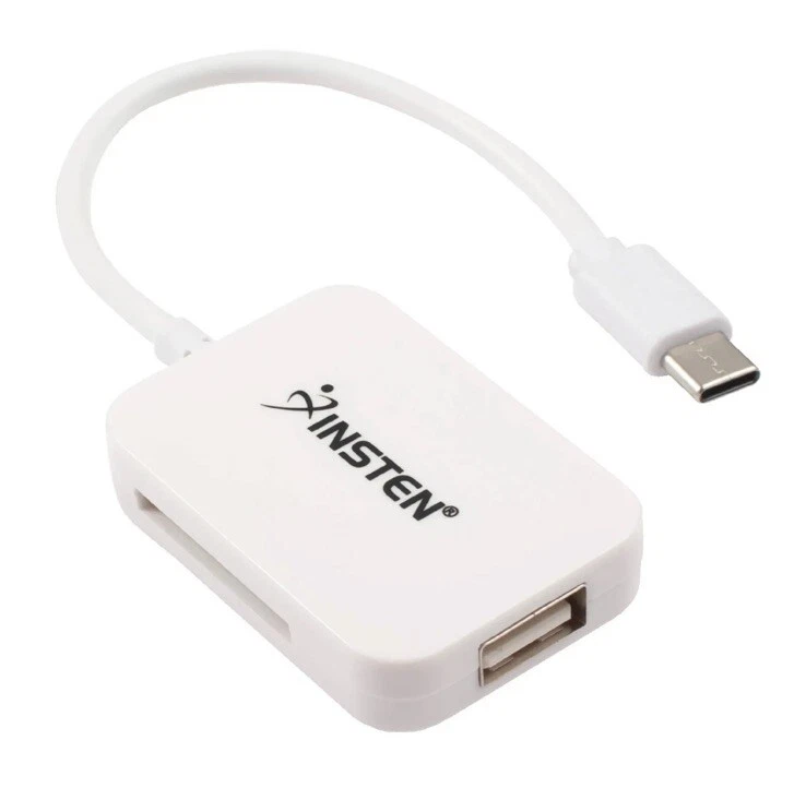 Insten Portable USB 2.0 Type C Card Reader, For Hub, SD/ TF Micro SD Card, White - Image 1 of 2