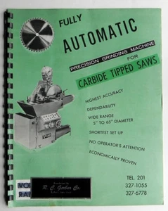 Vintage Catalog PRECISION GRINDING MACHINE for CARBIDE TIPPED SAWS Gerber Co - Picture 1 of 4