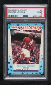 1989-90 Fleer All-Stars Stickers Michael Jordan #3 PSA 9 MINT HOF