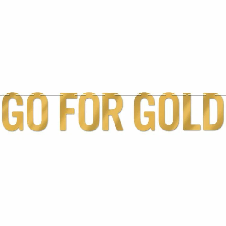 Foil Go For Gold Streamer 7" x 5' Deportes Internacionales Fiesta Suministros Decoración Foto 1 de 1