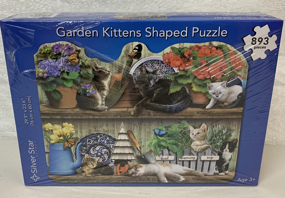 Garden Kittens Shaped 893 Piece Puzzle Silver Star Brands - Image 1 of 3