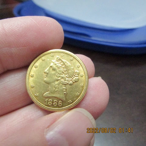 ESTATE FIND 1886-S $5 LIBERTY HEAD HALG EAGLE GOLD COIN Cover