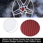 4Pcs 50Mm Dia Red Carbon Fiber Texture Look Car Wheel Center Cap Cover Sticker