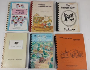 Vintage Small Town Lot of Spiral Bound Recipe Cook Books (x6) - Picture 1 of 6