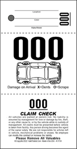3 Part Valet Parking Tickets (1000 Tickets) on 110Lb Card Stock with Car Diagram - Picture 1 of 12