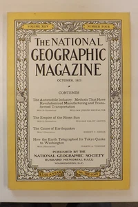 THE NATIONAL GEOGRAPHIC MAGAZINE THE CAUSE OF EARTHQUAKES OCTOBER 1923 GN623 - Imagen 1 de 3