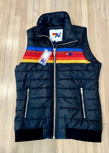 AVIATOR NATION Women's/Unisex 5 Stripe Vest Black Made USA Sz M NEW $395 Tag! - Picture 1 of 4
