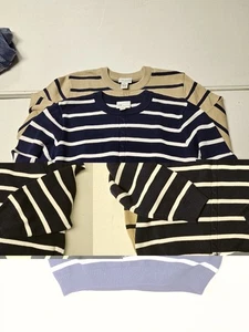 2 The Tog Shop Women's Striped Crew Neck Ribbed Pull-Over Knit Sweaters Sz XL - Picture 1 of 5
