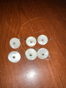 "6 botones de madreperla vintage de 1/2"" de diámetro con vástago de metal por favor leer" - Imagen 1 de 5