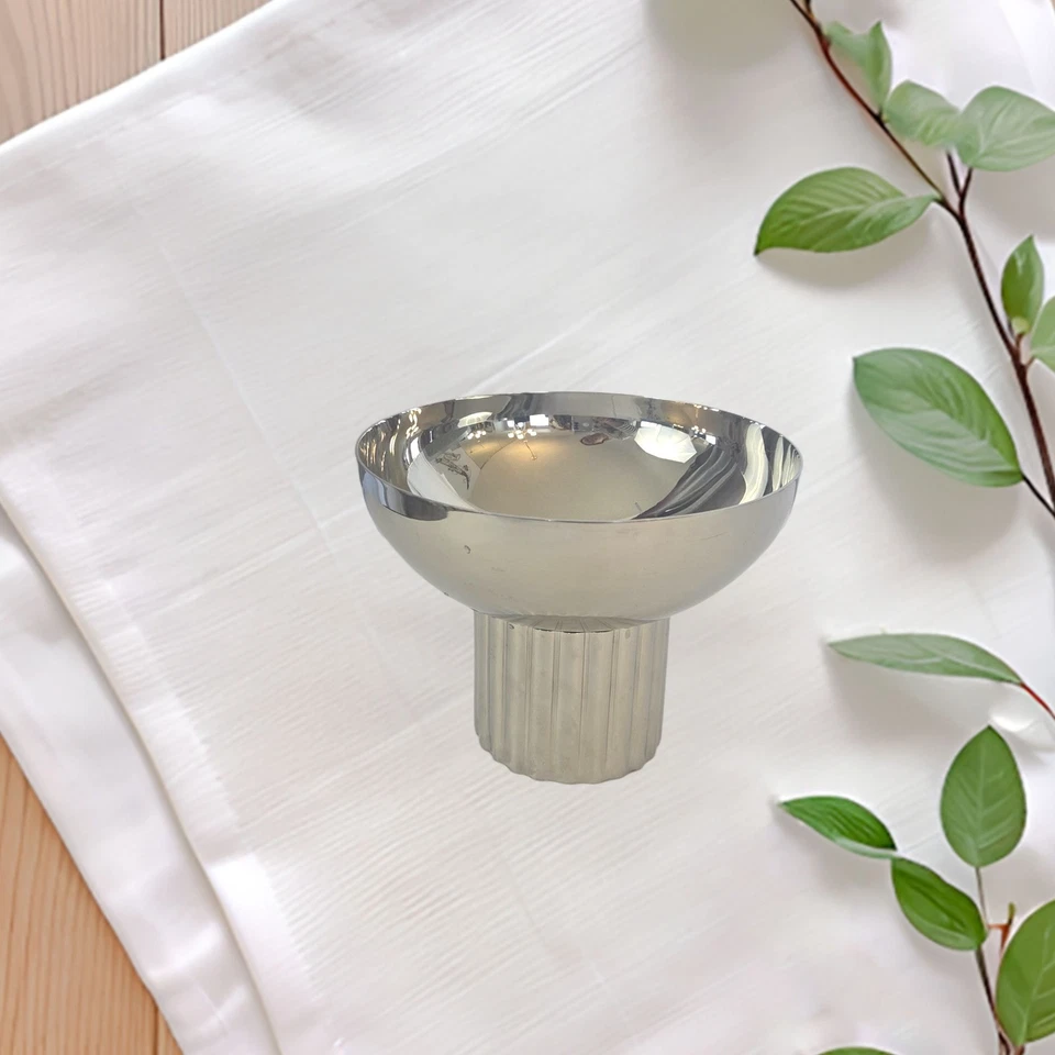 Godinger Polished Stainless Steel Footed Bowl - Small 6" Elegant Serveware - Image 1 of 3