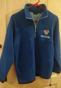 Warner Bros. Women's "SuperGirl" Blue Pull-Over Fleece Jacket Size S - Picture 1 of 5