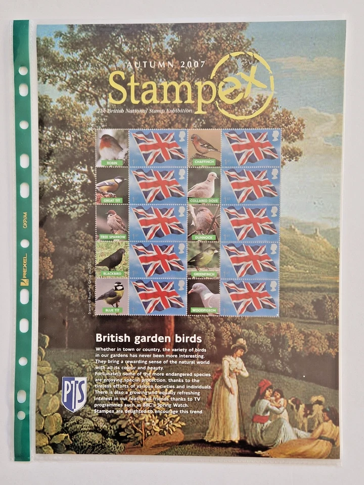 GB 2007 Royal Mail Smilers Stamp Sheet Stampex Garden Birds 10 x 1st stamps - Image 1 of 1