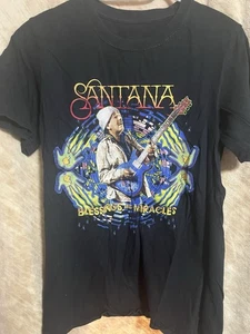 Women’s Size Small T Shirt, Carlos Santana, Blessings And Miracles, Black - Picture 1 of 5