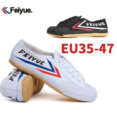 MARKENLOS Weiß / Schwarz Feiyue Schuhe für Kung Fu Wushu Kampfkunst Tai Chi Canvas Sneaker