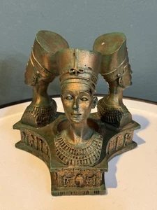 "Candelabro egipcio NEFERTITI triple cabeza luz de té/votivo, 5,5"" LEER - Imagen 1 de 5
