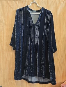 CP Shades Kleid Damen XS Samt Boho Tunika Made USA Viskose Seide Langarm - Bild 1 von 6