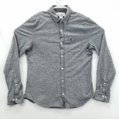 Camisa Original Pingüino Para Hombres Gris Mediana Manga Larga Abotonada Informal Bolsillo Logo Foto 1 de 4