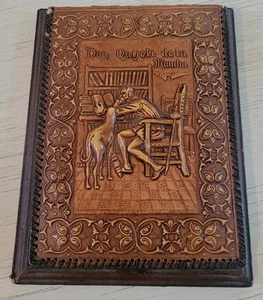 Don Quijote de la Mancha handbesetzter Leder Notizblock & Stifthalter Vintage - Bild 1 von 6