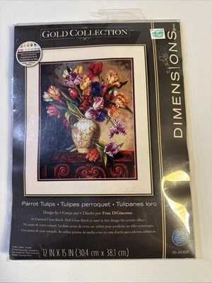 Dimensions Gold Collection Counted Cross Stitch Kit, Parrot Tulips, 14 count - Image 1 of 3