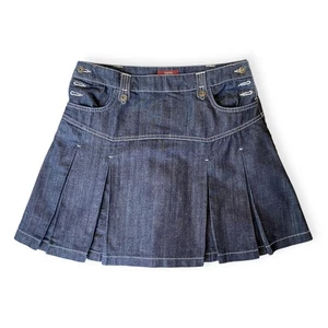 Oasis Jeans Denim Mini Pleated Denim Skirt With Pockets Size 10 - Picture 1 of 5