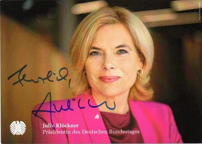 JULIA KLÖCKNER Autogramm Karte signiert PRÄSIDENTIN BUNDTAGES Angela Merkel CDU - Bild 1 von 2