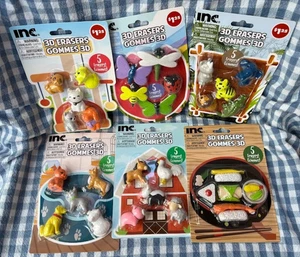 NEW! ~ INC. ~ 3-D ERASER SET OF 5 ~YOU CHOOSE TYPE & QUANTITY ~ 1+ SHIP - Imagen 1 de 16