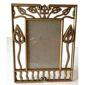 Brass Finish Photo Frame, Art Nouveau Style, Flowers, 8"x6", photo 3.5"x5" - Picture 1 of 10