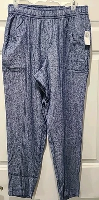 Pantalones al tobillo cónicos de tiro alto mezcla de lino azul marino antiguo talla S nuevos con etiquetas Foto 1 de 4