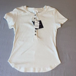 Rosa Rose Damen Kurzarm Perlweiß Bluse Tops Gr. M Neu mit Etikett - Bild 1 von 7