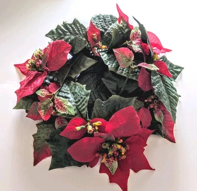 Poinsettia Candle Ring for 3" Pillar Wreath Silk Flowers Vintage  - Image 1 of 4