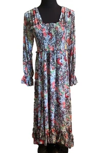 Cinq A Sept Leigh Floral Square Neck Smocked Maxi Dress Size 6 - Picture 1 of 12